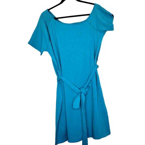 Torrid Off-Shoulder T-Shirt French Terry Acas Teal Callie Dress Women Sz L (12) - Picture 9 of 9